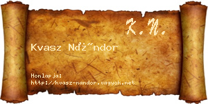 Kvasz Nándor névjegykártya